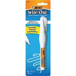 bic wite-out brand shake ‘n squeeze correction pen, 8 ml correction fluid, 1 count pack of white correction pens, fast, clean and easy to use pen office or school supplies