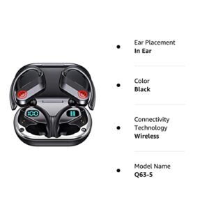 Bluetooth Headphones Wireless Earbuds Sports,120H Playtime Over-Ear Bluetooth 5.3 Ear Buds with Earhook Wireless Headphones LED Display Workout Audifonos Bluetooth inalambricos for Samsung Android