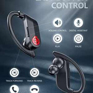 Bluetooth Headphones Wireless Earbuds Sports,120H Playtime Over-Ear Bluetooth 5.3 Ear Buds with Earhook Wireless Headphones LED Display Workout Audifonos Bluetooth inalambricos for Samsung Android