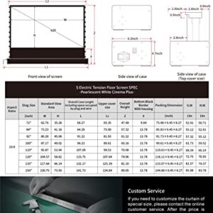 VIVIDSTORM Since 2004-Projector Screen,Pearlescent Cinema White Plus Screen,Black Housing Motorized Floor-Rising Projection Screen,VSDSTZW72H