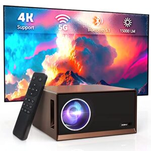 XIDU Native 1080P Projector 15000LM, 5G Wi-Fi, USB C to HDMI Cable 6ft 4K@60Hz and Outdoor Movie Projector, Dolby_Sound Support.