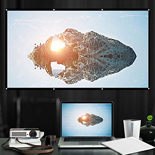 40inch Projection Screen, 16:9 40in Projection Screen Thicken Portable Non Crease Foldable Soft White Polyester Projector Curtain Suitable for Home Theater,Conference,Outdoor Camping Movie