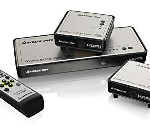 IOGEAR HDMI Wireless 5x2 Matrix Switch w/ 1 Additional Receiver - Full HD 1080p Video Up To 200 Feet - Simultaneously To Up To 5 HDTVs - 5.1 CH Digital Audio - HDCP 2.0 - Plug n Play - GWHDMS52MBK2