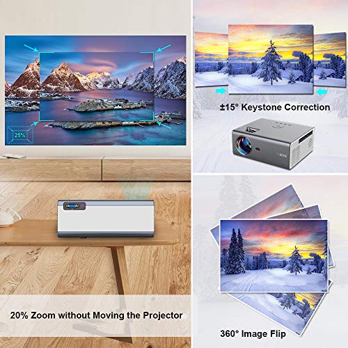 Mini Projector with WiFi Bluetooth,Smart Portable 1080 HD Projector,Outdoor Movie Home Theater Projector with HDMI USB VGA,Wireless Video Projector for iOS Android