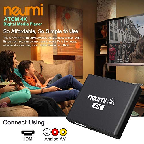 NEUMI Atom 4K Ultra-HD Digital Media Player for USB Drives and SD Cards - Plays 4K/UHD 60fps Videos, HEVC/H.265, HDMI and Analog AV, Automatic Playback and Looping Capability (Renewed)