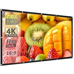 hzgang 120inch projector screen indoor outdoor portable movie screens 16:9 hd projection 4k home theater gaming office presentation education outdoor indoor public display screen