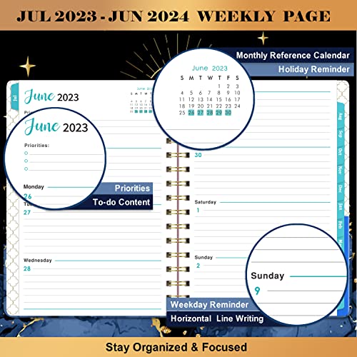 2023-2024 Planner - Weekly Monthly Planner 2023-2024, Jul 2023 - Jun 2024, Academic Planner 2023-2024, 8.5" x 6.4" Planner, Flexible Hardcover, Strong Twin - Wire Binding, Inner Pocket