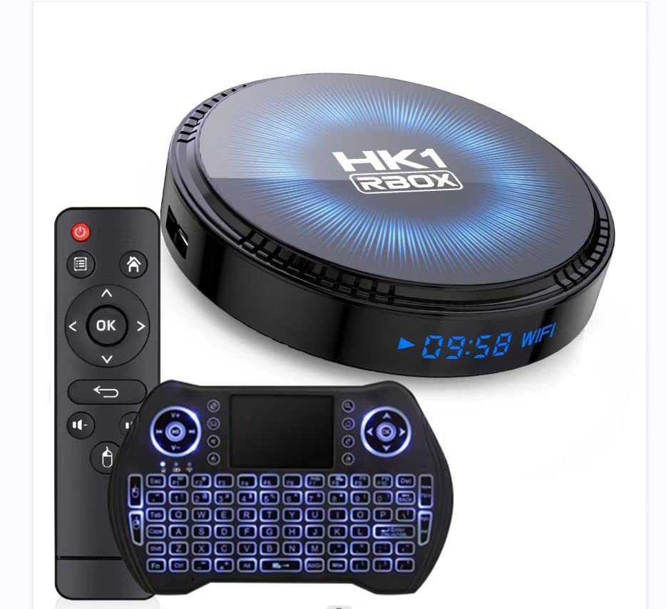 TV Box Android 11.0 2GB RAM 16GB ROM Set Top Box Smart TV Box Amlogic S905W2 1080P Ultra HD 4K HDR AV1 WiFi 2.4G 5.8GHz BT 4.1 USB 2.0 Android TV Box with Mini Wireless Backlit Keyboard