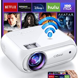 Cibest WiFi Projector Native 1080p, 8000L Mini Projector with High Contrast of 9000:1, Full HD Projector Compatible with iPhone, Android, TV Stick, etc. Comes with Projector Screen