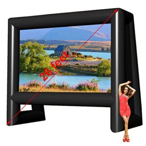 26 ft inflatable movie screen outdoor incl blower – front and rear projection – portable blow up projector screen for school, churches, grand parties, backyard pool fun