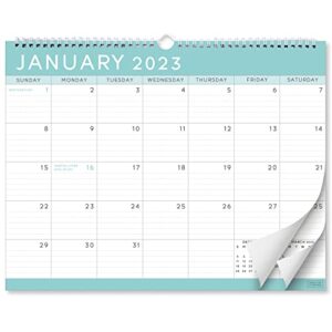 s&o basic teal business wall calendar from jan 2023-jun 2024 – tear-off monthly calendar for office – 18 month academic wall calendar 2023-2024 – hanging calendar with monthly mini-calendars – 10.5×13.5”in