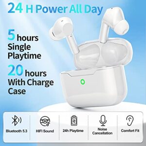 Wirelss Earbuds, Bluetooth 5.3 in-Ear Headphones with Charging Case Stereo Bass with Noise Reduction Mic Clear Call 24H Playback Ear Buds Gaming Headset for iPhone Samsung Galaxy Phone Laptop Sport