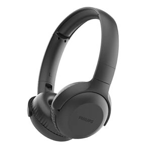 philips upbeat uh202 wireless bluetooth on ear stereo headphone, with up to 15 hours playtime and flat folding (tauh202bk)