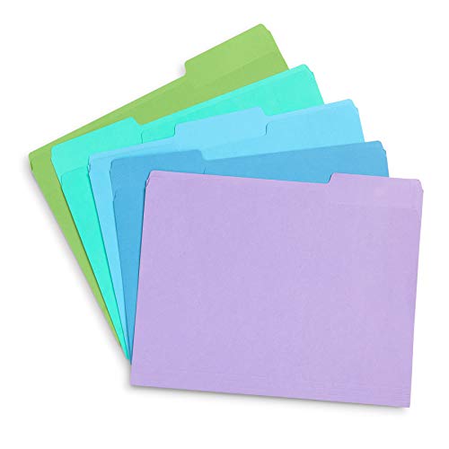 Blue Summit Supplies Ocean Tone Colored File Folders Letter Size, 1/3 Cut Top Tab File Folders, Assorted Blue and Green Colored, for Organizing and File Cabinet Storage, 100 Pack