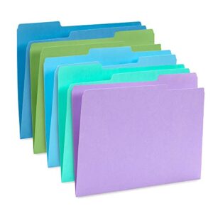 Blue Summit Supplies Ocean Tone Colored File Folders Letter Size, 1/3 Cut Top Tab File Folders, Assorted Blue and Green Colored, for Organizing and File Cabinet Storage, 100 Pack