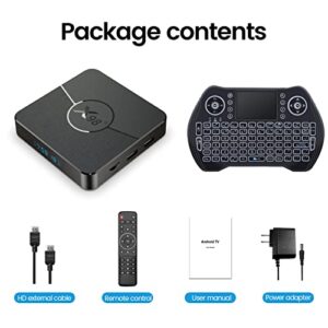 Android TV Box 2022 4GB 64GB Tv Box Android 11.0 Amlogic S905W2 USB 2.0 1080P Ultra HD 4K HDR H.265 AV1 WiFi 2.4G 5GHz BT 5.0 with Wireless Backlit Mini Keyboard