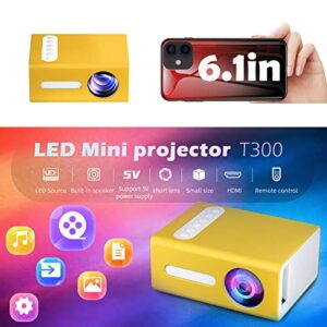 Portable USB LED TF AV 0.38x0.28in HD HDMI Mini Projector 1080P Cinema Home Projector Air Fresheners for Car Ice (B, One Size)