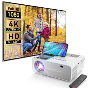wewatch 4k fullhd wifi6 projector – with 120 inch projector screen v53pro 4k support 280 ansi lumens native 1080p 230″ project size portable outdoor projectors, bluetooth movies video projector