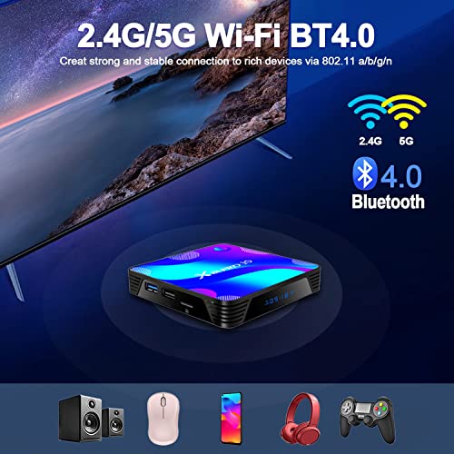 Android TV Box 2023 Android 11.0 TV Box 4GB RAM 64GB ROM 4K RK3318 with 2.4G 5G WiFi Bluetooth 4.0 with Mini Wireless Keyboard Android Box Ethernet LAN USB 3.0 Smart TV Box Android