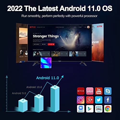 Android TV Box 2023 Android 11.0 TV Box 4GB RAM 64GB ROM 4K RK3318 with 2.4G 5G WiFi Bluetooth 4.0 with Mini Wireless Keyboard Android Box Ethernet LAN USB 3.0 Smart TV Box Android