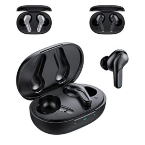 5.0 wireless bluetooth headphones with wireless charging case double noise cancelling headphones built-in microphone black