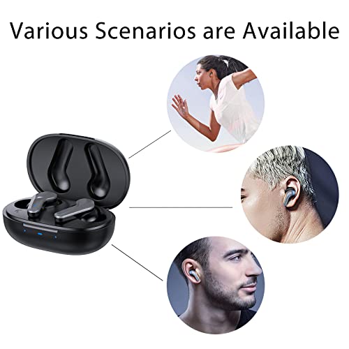 5.0 Wireless Bluetooth Headphones with Wireless Charging Case Double Noise Cancelling Headphones Built-in Microphone Black
