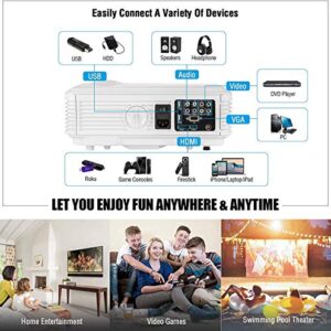 Native 1080p Full HD WiFi Bluetooth Projector, High Brightness Gaming Projectors Outdoor Movie Night, Android OS TV Projector App Netflix Airplay, Compatible with Android/iOS, TV Stick, DVD, PC, HDMI