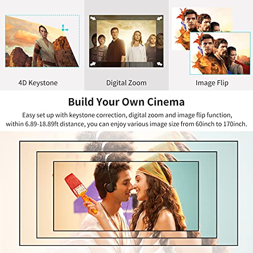 Native 1080p Full HD WiFi Bluetooth Projector, High Brightness Gaming Projectors Outdoor Movie Night, Android OS TV Projector App Netflix Airplay, Compatible with Android/iOS, TV Stick, DVD, PC, HDMI