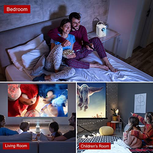 5G WiFi Bluetooth Low-Noise Projector, Gammabai Joy Portable Projector with Stereo Sound, Side Projection, Home Theater Movie Projector Compatible W/TV Sticks, iOS, Android