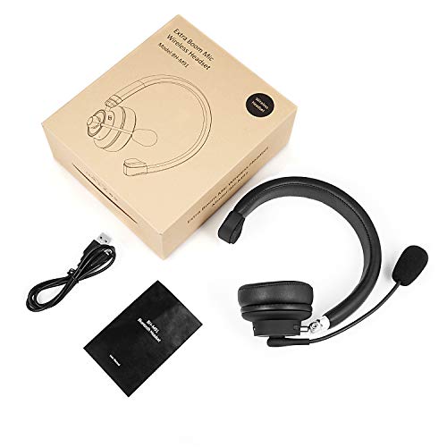 BHM91Series Bluetooth Wireless Headset with Mic.Great for Zoom and Skype Meeting(Flexible Noise Cancelling Mic) Clear Sound Comfort Wearing/Headset for Office Home Business Trucker Driver by LUXMO