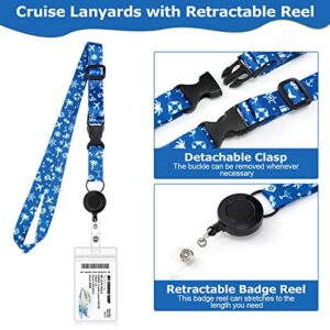 6 Sets Cruise Lanyards, Retractable Carnival Cruise Lanyard with 8 Waterproof Luggage Tag Holders Set, Adjustable Cruise Lanyard with Detachable Badge Holder for Cards Accessories (Fresh Sailing)