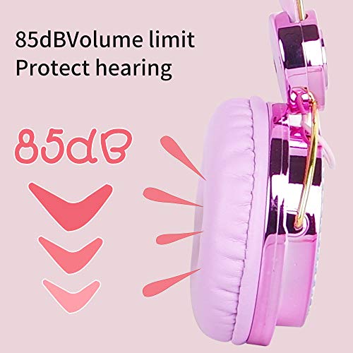 Coholl Kids Headphones for Girls Children Teens Gaming Foldable Adjustable Headset with 85dB Volume Wired Headphones w/Microphone 3.5mm Jack Sound Over On Ear Headset for School Birthday Unicorn Gift