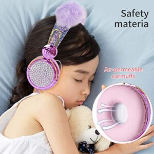 Coholl Kids Headphones for Girls Children Teens Gaming Foldable Adjustable Headset with 85dB Volume Wired Headphones w/Microphone 3.5mm Jack Sound Over On Ear Headset for School Birthday Unicorn Gift