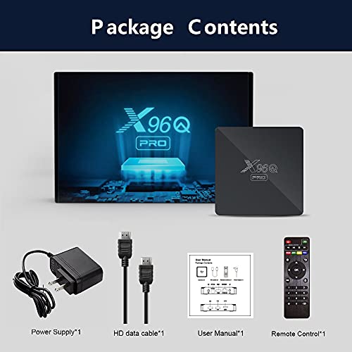 Android TV Box 10.0,X96Q PRO 5G Android TV Box 2GB RAM 16GB ROM Allwinner H313 Quad-Core 64bit with WiFi 2.4GHz USB 3.0 Ultra HD 6K H.265 WiFi Home TV Box