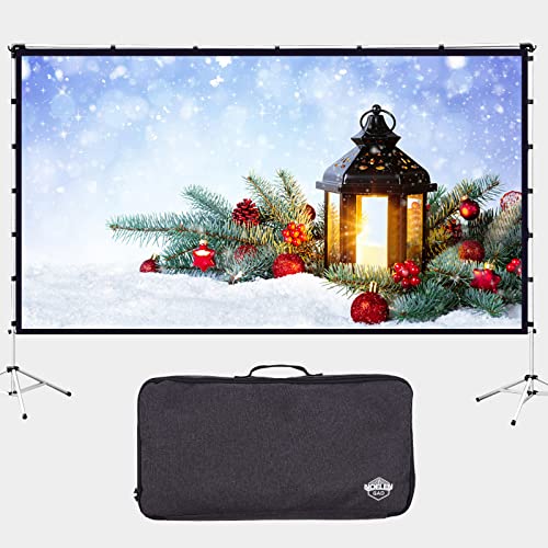 Projector Screen and Stand WUSHENG 120 Inch Outdoor Movie Screen Portable Large Projector Screen Pull Down with Carry Bag Wrinkle-Free 4K HD Projection Screen for Backyard Home Theater Cinema