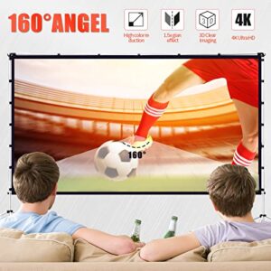 Projector Screen and Stand WUSHENG 120 Inch Outdoor Movie Screen Portable Large Projector Screen Pull Down with Carry Bag Wrinkle-Free 4K HD Projection Screen for Backyard Home Theater Cinema