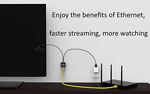 fire-Cable Ethernet Adapter for WiFi TVSticks & Streaming Media Players (Connects TV Stick to a Ethernet for Fast Playback, Streaming and Less Buffering)