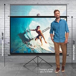 Pyle Universal Projector Screen w/Stand - 60-Inch Floor Standing Portable Fold-Out Rollup Matte for Projection, Includes Tripod, Great for Indoor/Outdoor Presentation, Quick Assembly