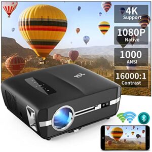 upgraded high brightness video projector 1000ansi lumen,native 1080p 5g wifi bluetooth projector support 4k hdr10,full hd movie led overhead projector for ios android phone tv box laptop home&business