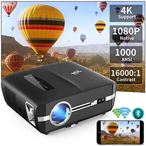 Upgraded High Brightness Video Projector 1000ANSI Lumen,Native 1080P 5G Wifi Bluetooth Projector Support 4K HDR10,Full HD Movie LED Overhead Projector for iOS Android Phone TV Box Laptop Home&Business