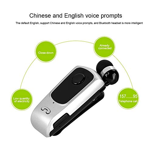 Pomya Bluetooth Headset, Fineblue F920 Sports Bluetooth Earpiece, Retractable Handsfree Earphone, Anti-Lost Function Telescopic Headphones(White)