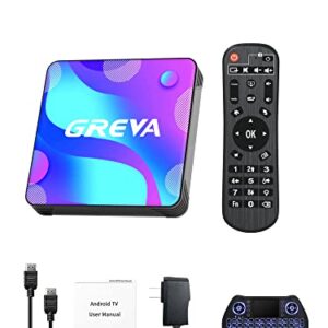 Android TV Box 11.0 4GB RAM 32GB ROM Support Dual Band WiFi with Backlit Keyboard 4K HDR Smart Streaming Media Player BT 4.1 H.265 Set Top Blue