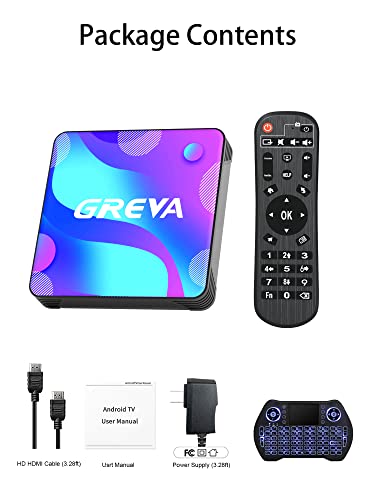 Android TV Box 11.0 4GB RAM 32GB ROM Support Dual Band WiFi with Backlit Keyboard 4K HDR Smart Streaming Media Player BT 4.1 H.265 Set Top Blue