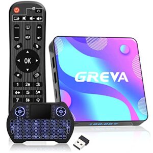 android tv box 11.0 4gb ram 32gb rom support dual band wifi with backlit keyboard 4k hdr smart streaming media player bt 4.1 h.265 set top blue