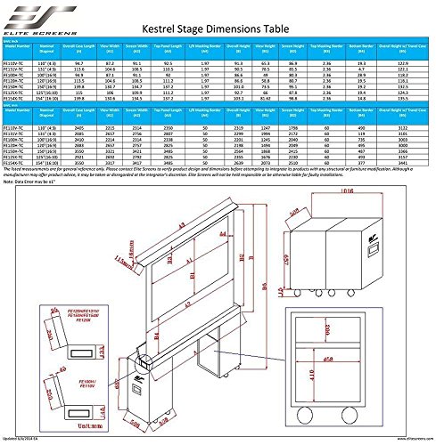 Elite Screens Kestrel Stage, 120-inch 16:9, Portable Stage Electric Floor-Rising Projection Projector Screen, FE120H-TC