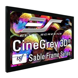elite screens sable frame cinegrey 3d, 150-inch diagonal 16:9, 8k 4k ultra hd ready ceiling and ambient light rejecting fixed frame projector screen, cinegrey 3d projection material, er150dhd3
