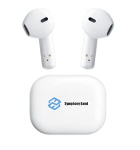 symphony band true wireless earbuds for iphone/android phones – wireless earphones with led display, touch control, usb c charging case