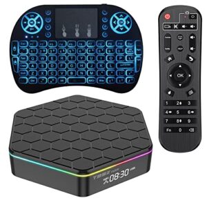 sgh plus android 12.0 tv box allwinner h618 quadcore 4gb ram 32gb rom support 6k 3d 1080p 2.4/5 ghz wifi6 bt5.0 10/100m ethernet dlna hdr10 hdmi 2.0 h.265 with mini wireless backlit keyboard