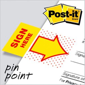 Post-it Message Flags, "Sign Here", 50/Dispenser, 2 Dispensers/Pack, 1 in Wide, Yellow (680-SH2)