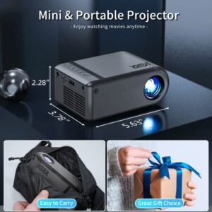 Mini Projector, Portable Wifi Projector for Outdoor Movie 1080P Supported, Home Theater Projector Compatible with TV Stick/IOS/Android, HDMI/USB